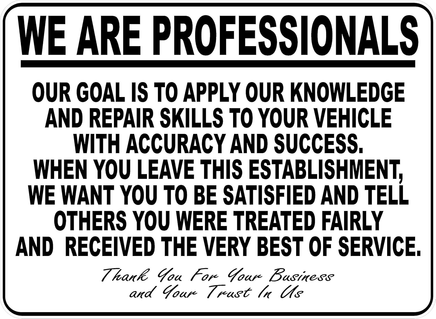 Image of repair shop sign